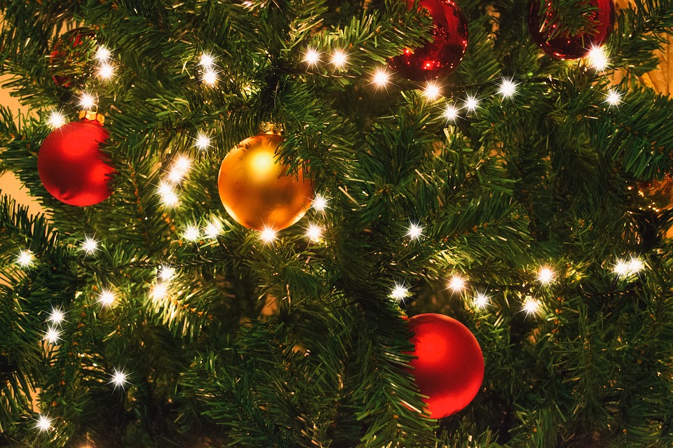 closeup of a decorated Christmas tree